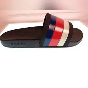 Gucci | Shoes | New Gucci Authentic Web Rubber Slides In  display picture 1